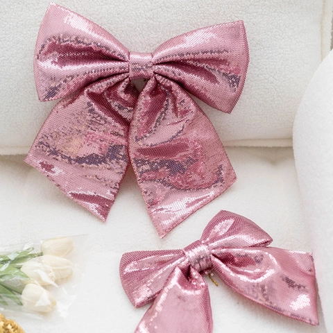 Large Sequin Bow Christmas Tree Decoration Glitter Fabric Bowknot Ornament For Festive Home Party Floral Arrangement Decor