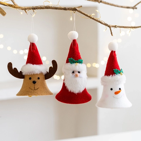 Decorazioni Appese Albero Di Natale Stoffa Feltro Campana Pendenti Babbo Natale Pupazzo Di Neve Renna Decoro Festivo Personaggi