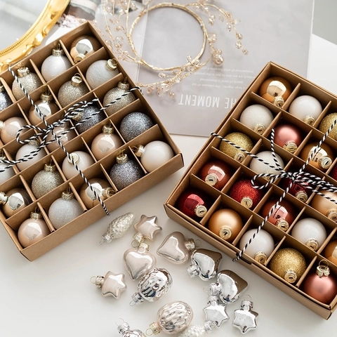 Kerst Glazen Ballen Ornamenten Gemengde Vormen Mat Glanzend Glitter Kerstboom Hangende Vakantie Feest Decor Elegant