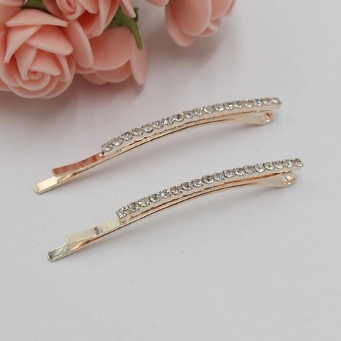 Elegant Alloy Rhinestone Bobby Pin Hair Clips Sparkling Slender Snap Barrettes Korean Style Headwear For Women Girls