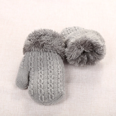 Muffole in Maglia per Bambini Con Corda per Appendere Guanti Caldi Invernali Foderati in Pile per Ragazzi Ragazze Bambini