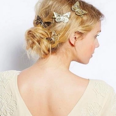 Fermagli Per Capelli Farfalla Svuotati Lega Di Metallo Forcina Estetica Minimalista Copricapo Donne Ragazze