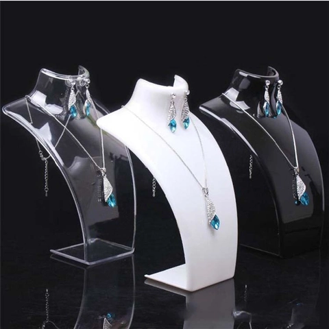 Jewelry Display Stand Necklace Pendant Earring Mannequin Bust Holder Plastic Acrylic Organizer Professional Showcase