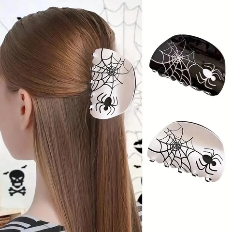 Molletta Per Capelli Ragnatela Halloween Acetato Fermaglio Squalo Gotico Accessorio Per Capelli Donna Ragazza Festiva