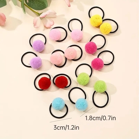 Coleteros Con Pompones De Colores Bolas De Peluche Elásticas Accesorios Lindos Para El Cabello Niñas Niños