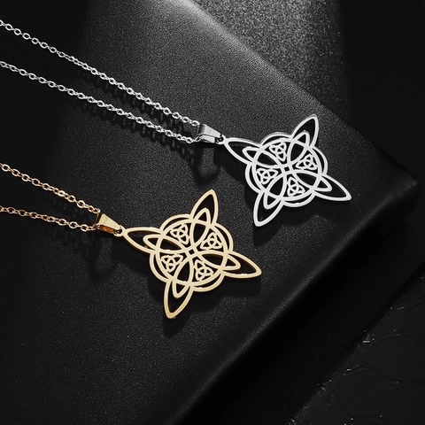 Collana Pendente Nodo Celtico Acciaio Inossidabile Eternità Nordico Vintage Minimalista Gioielli Unisex