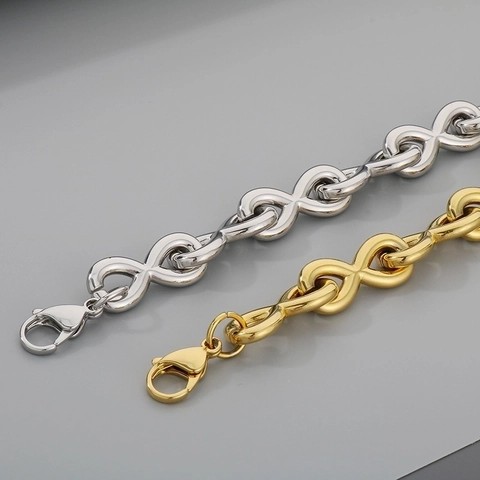 Pulsera De Eslabones Con Símbolo De Infinito Acero Inoxidable Pulido Joyería De Moda Para Hombres