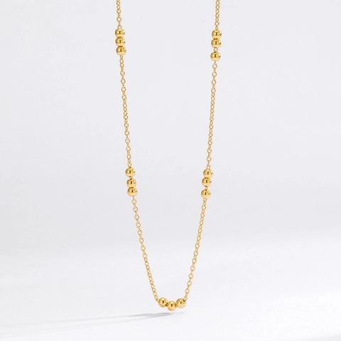 S925 Sterling Silver Minimalist Bead Chain Necklace For Women Elegant 18K Gold Plated Round Beads Clavicle Chain Individual Fashion Jewelry Gift