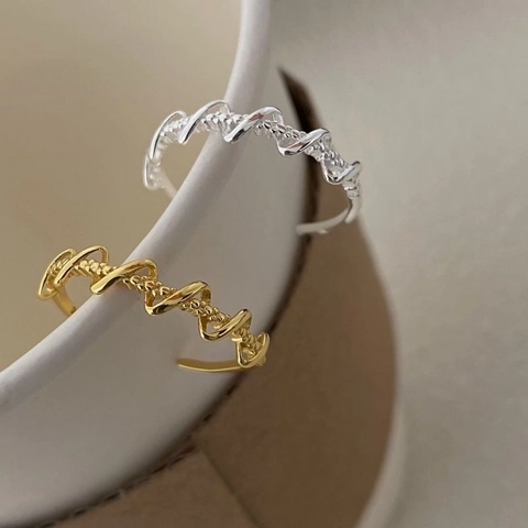 925 Sterlingsilber Unregelmäßige Wicklung Gewebter Offener Ring Für Damen Minimalistisch Verstellbar Wellen Fingerring Schmuck Geschenk