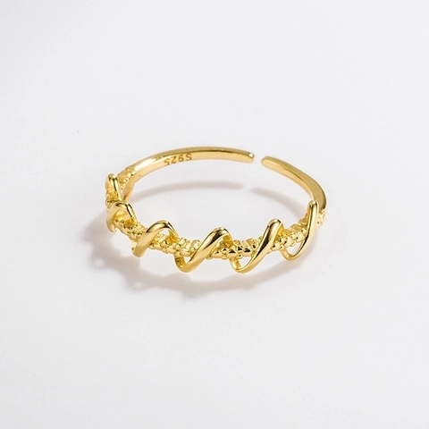 925 Sterlingsilber Unregelmäßige Wicklung Gewebter Offener Ring Für Damen Minimalistisch Verstellbar Wellen Fingerring Schmuck Geschenk