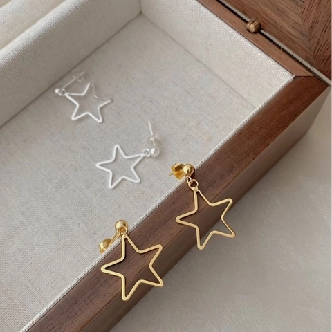 Minimalistische 925 Sterling Zilveren Ster Oorknopjes Voor Dames Hol Pentagram Ontwerp Goud Zilver Vergulde Sieraden