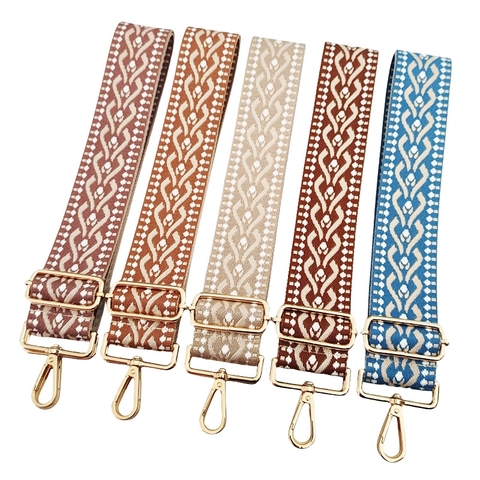 Adjustable Shoulder Strap Polyester Cotton Wide Replacement Bag Accessories Jacquard Geometric Ethnic Style For Handbag