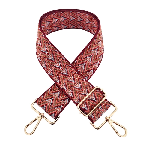 Bohemian Wide Adjustable Bag Strap Ethnic Floral Embroidered Replacement Shoulder Crossbody Strap With Metal Buckles