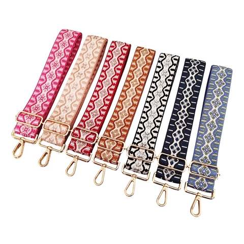 Tracolla Larga Per Borsa Sostituzione Regolabile Jacquard Cotone Motivo Geometrico Etnico Fibbia Metallo Borsa A Tracolla
