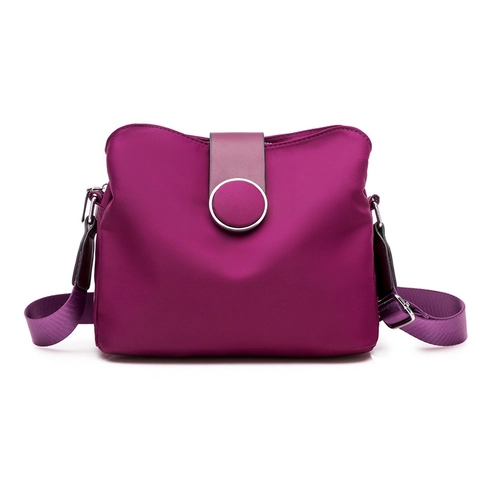 Nylon Crossbody Bag Waterproof Multi Pocket Small Shoulder Purse For Women Lightweight Casual Travel Round Ring Buckle