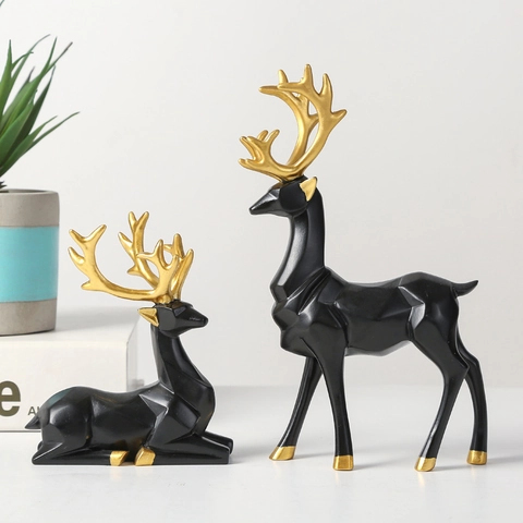 Adornos Reno Resina Estilo Origami Geométrico Estatuas Decorativas De Pie Y Sentadas Para Escritorio Armario Nórdico