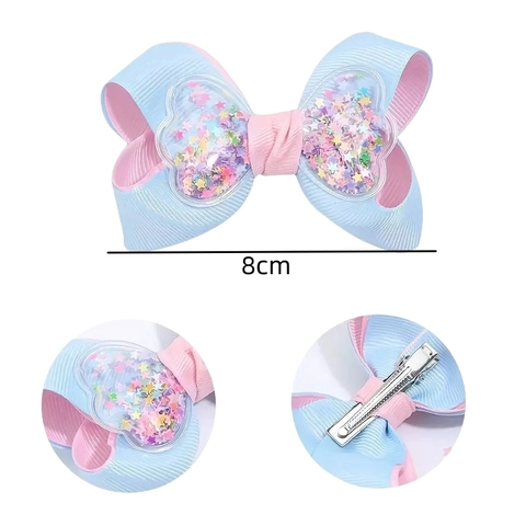 Pinza Para El Pelo Con Lazo De Cinta Grosgrain Con Corazón De Lentejuelas Niñas Accesorios Para El Cabello De Princesa