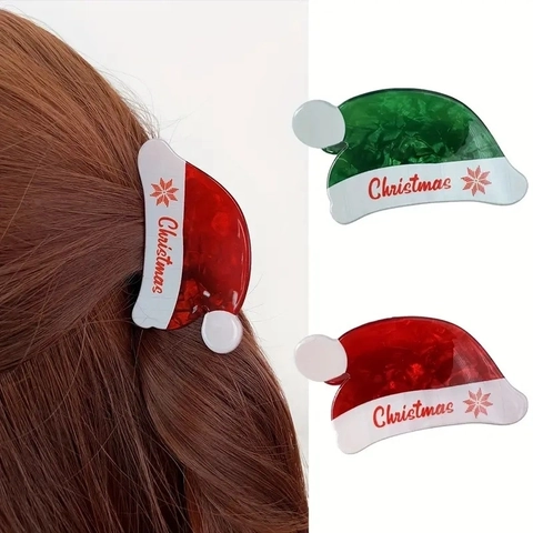 Pince À Cheveux Chapeau De Noël En Acrylique Accessoire De Coiffure Pour Femmes Filles Coiffe Élégante Pour Fête De Noël