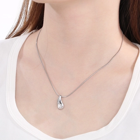 Collar Con Colgante De Gota De Agua Acero Inoxidable Chapado En Oro De 18K Circón Cadena De Serpiente Joyería Minimalista