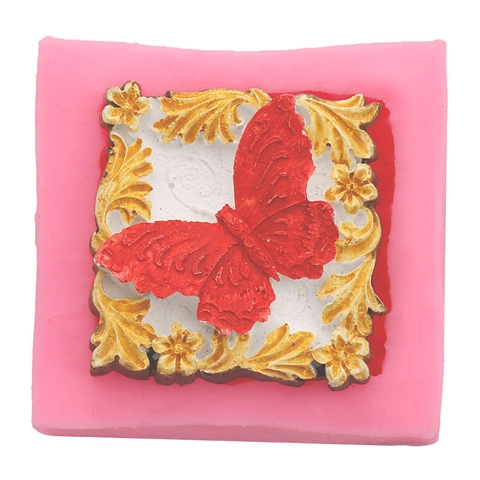 Silikonform Schmetterling Blume Geprägt Quadratisch 3D DIY Handgemachte Seife Fondant Kuchendekoration Schokolade Pastorell