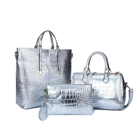 Crocodile Pattern PU Leather Tote Handbag Boston Bag And Clutch Retro Fashion Elegant Women Luxury Style