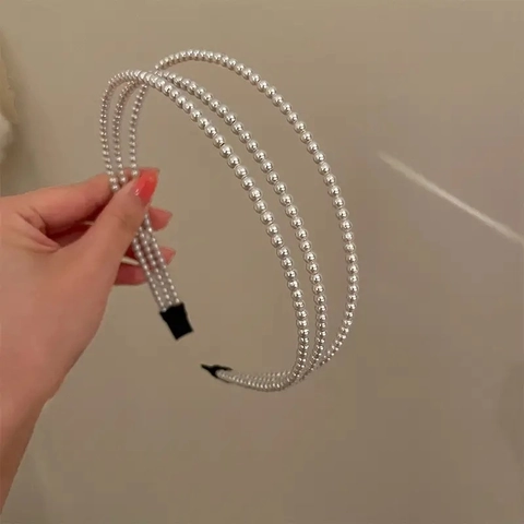 Elegant Multi Layer Faux Artificial Pearl Headband Vintage French Style Hair Hoop For Women Girls Wedding Party Hair Accessory