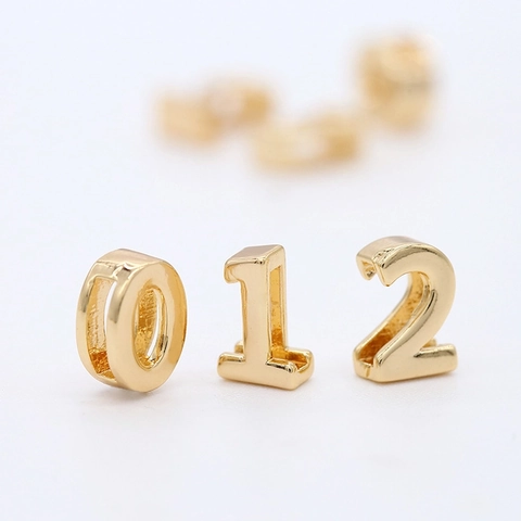 Ciondoli Numeri In Ottone Placcato Oro 14K Per Creazione Gioielli Pendenti Digitali Per Bracciali Collane Accessori Minimalisti