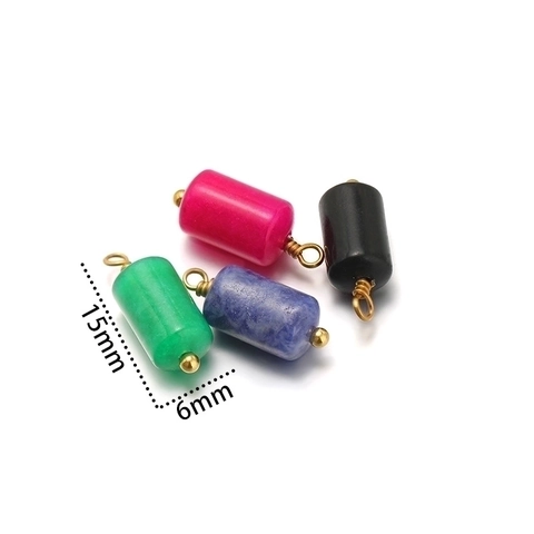 Natural Stone Cylindrical Pendants Stainless Steel Findings DIY Jewelry Making Necklaces Earrings Waterproof Vintage Style