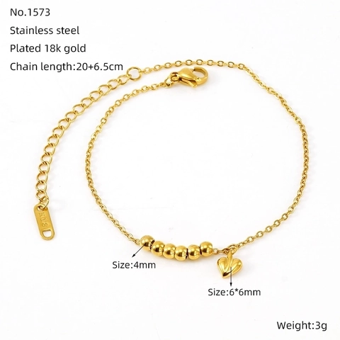 Double Layer Heart Pendant Anklet Stainless Steel 18K Gold Plated Artificial Pearl Foot Chain Jewelry For Women