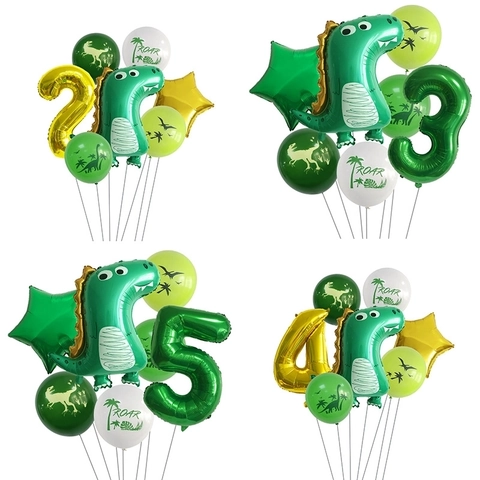 Decorazione Palloncini Festa Di Compleanno Dinosauro Foglio Alluminio Lattice Tema Giungla Motivo Roar Celebrazione Bambini