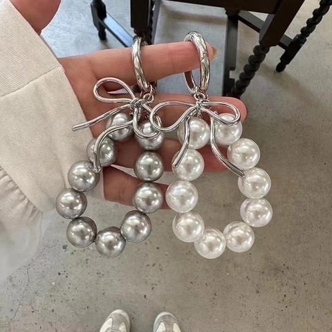 Porte-Clés À Künstliche Perles Nœud Papillon Bijou De Sac Künstliche Perles D'Imitation Fermoir Rond À Ressort Ornement Coréen Chic