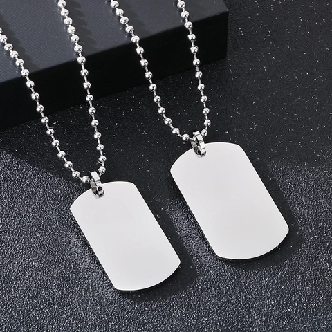 Μενταγιόν Dog Tag Από Ανοξείδωτο Ατσάλι Γυαλισμένο Στρατιωτικό Στυλ Με Αλυσίδα Μπάλα Για Άνδρες