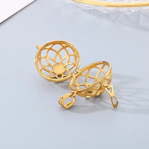 Collar Colgante Bola Hueca Acero Inoxidable Relicario Geométrico Abierto Joyería Aromaterapia Hombres Mujeres