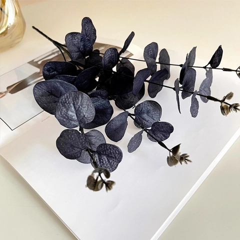Artificial Eucalyptus Leaves Satin Cloth Plastic Stem For Home Office Decoration Wedding Halloween Party Photography Props