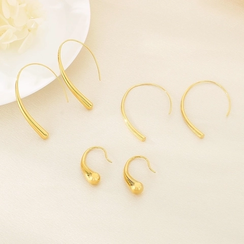 Pendientes De Gancho De Gota En Acero Inoxidable Geométrico Curvo Gota De Agua Joyas Para Mujeres Elegante