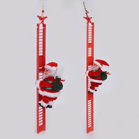 Babbo Natale Che Si Arrampica Elettrico Giocattolo Musicale Decorazione Natalizia Ornamento Da Appendere Per Albero Festa
