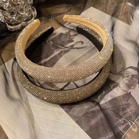 Full Rhinestone Padded Headband Sparkling Wide Sponge Hairband For Women Luxury Korean Style Shiny Headwear Accessories
