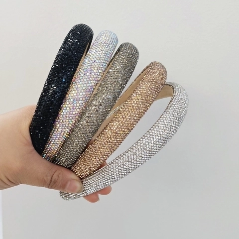 Rhinestone Full Encrusted Thickened Headband Wide Sparkling Hairband Elegant Fashion Headpiece For Women