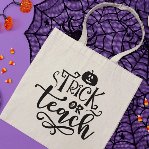 Bolso De Lona Halloween Fantasma Calabaza Bolso De Hombro Mujer Bolsa De Compras Gran Capacidad Festivo Trick Or Treat Accesorio