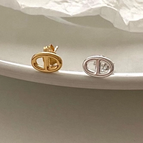 Link Design Stud Earrings 925 Sterling Silver Earring Post Polished Minimalist Fashion Jewelry For Women
