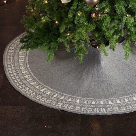 Gonna Per Albero Di Natale In Acrilico Lavorato A Maglia Jacquard Motivo Fiocco Di Neve Pino Decorazione Nordica