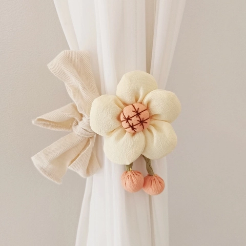 Flower Curtain Tieback Fabric Cotton Handmade Floral Tie Back For Nursery Kids Room Korean Ins Style Decorative
