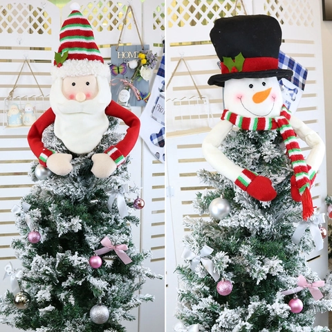 Puntale Per Albero Di Natale Babbo Natale Pupazzo Di Neve Renna Tessuto Spazzolato Lana Peluche Decorazione Per Feste