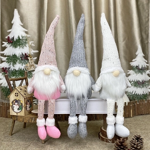 Kerstkabouter Pluche Gezichtsloze Pop Lange Benen Gebreide Muts Met Lovertjes Baard Van Kunstbont Noordse Stijl Decoratie