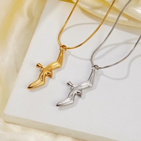 Collana con Pendente a Forma di Gabbiano in Acciaio Inossidabile per Uomo Donna Oro Argento Catena a Serpente Gioielli di Moda