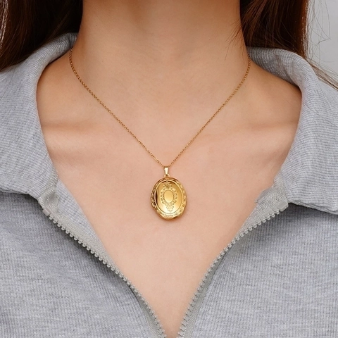 Collier Médaillon En Forme De Cœur Pour Femmes En Acier Inoxydable Ouvrable Pendentif Cadre Photo Bijoux Vintage