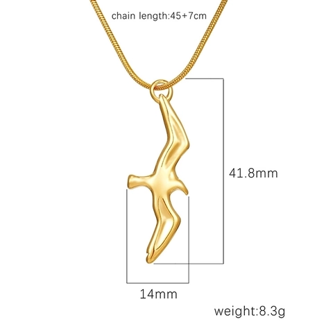 Collana con Pendente a Forma di Gabbiano in Acciaio Inossidabile per Uomo Donna Oro Argento Catena a Serpente Gioielli di Moda