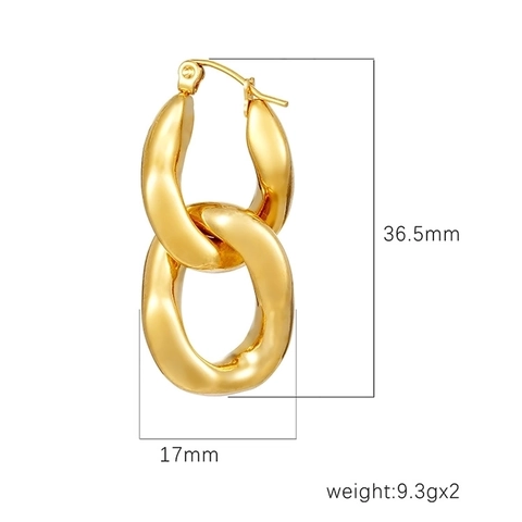 Pendientes De Eslabones De Cadena Entrelazados Acero Inoxidable Geométricos Minimalistas Joyería Moda Mujeres