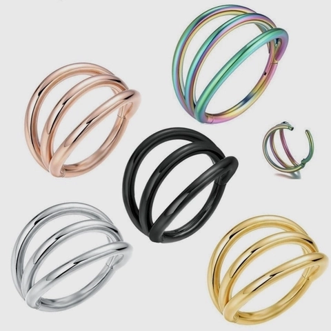 Triple Layer Nose Ring Septum Clicker 316 Stainless Steel Piercing Jewelry Hinge Seamless Hoop Body Accessory For Women Men