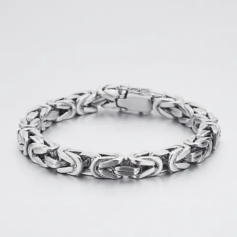 Pulsera De Cadena Bizantina Para Hombre Acero Inoxidable 316L Punk Streetwear Joyería Geométrica